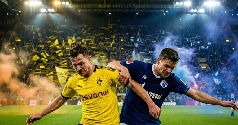 Bundesliga Derby Wetten – Rivalen im Zweikampf vor brodelnder Fankurve