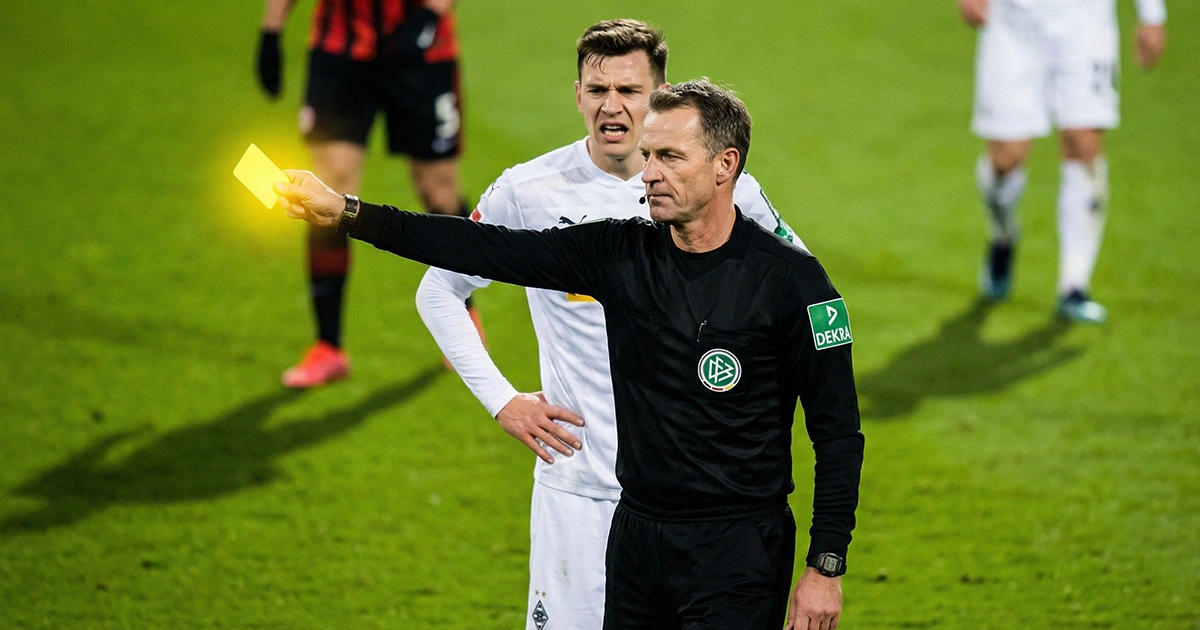 Bundesliga Karten Wetten – Schiedsrichter zeigt Gelbe Karte auf dem Spielfeld