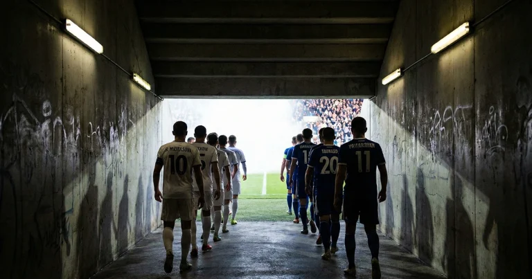 Bundesliga Relegation Wetten – Angespannte Spieler im Tunnel vor dem Anpfiff